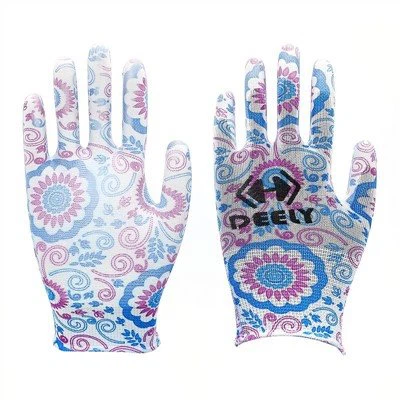 Poliester Nylon Imprimare digitală florală PU Mănuși de grădină
